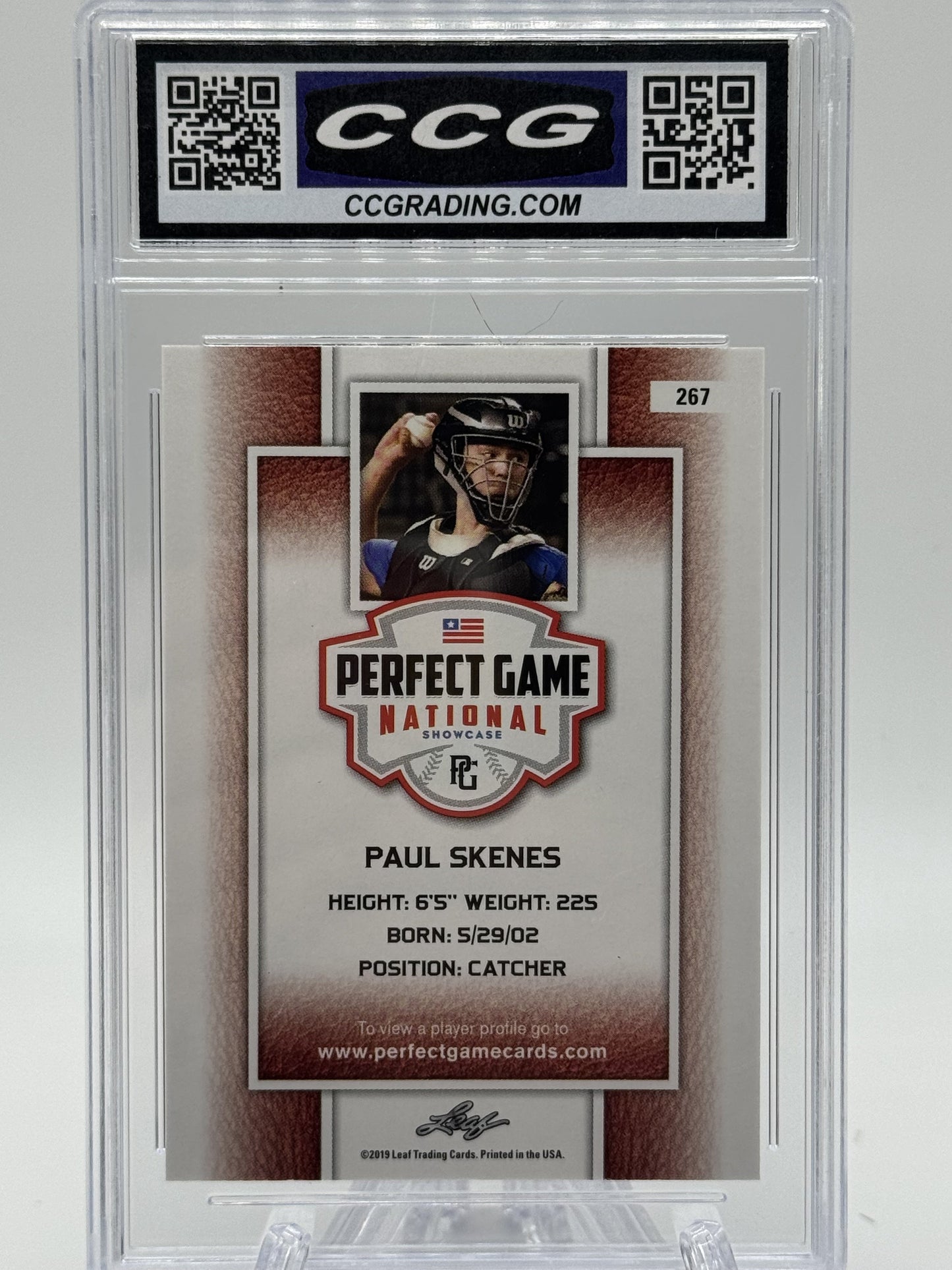 2019 Leaf Perfect Game National Showcase #267 Paul Skenes Base Common CGC 10