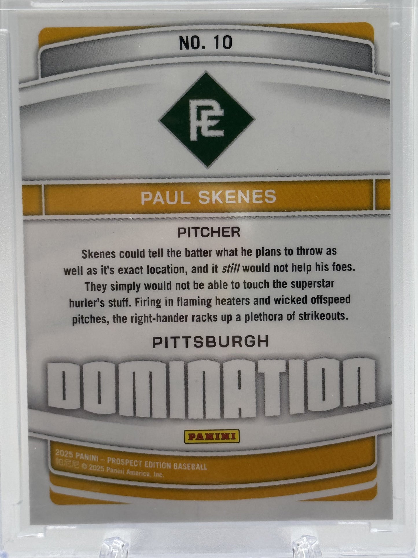 2025 Panini Prospect Edition #10 Paul Skenes Domination - Green Diamonds # 8/25