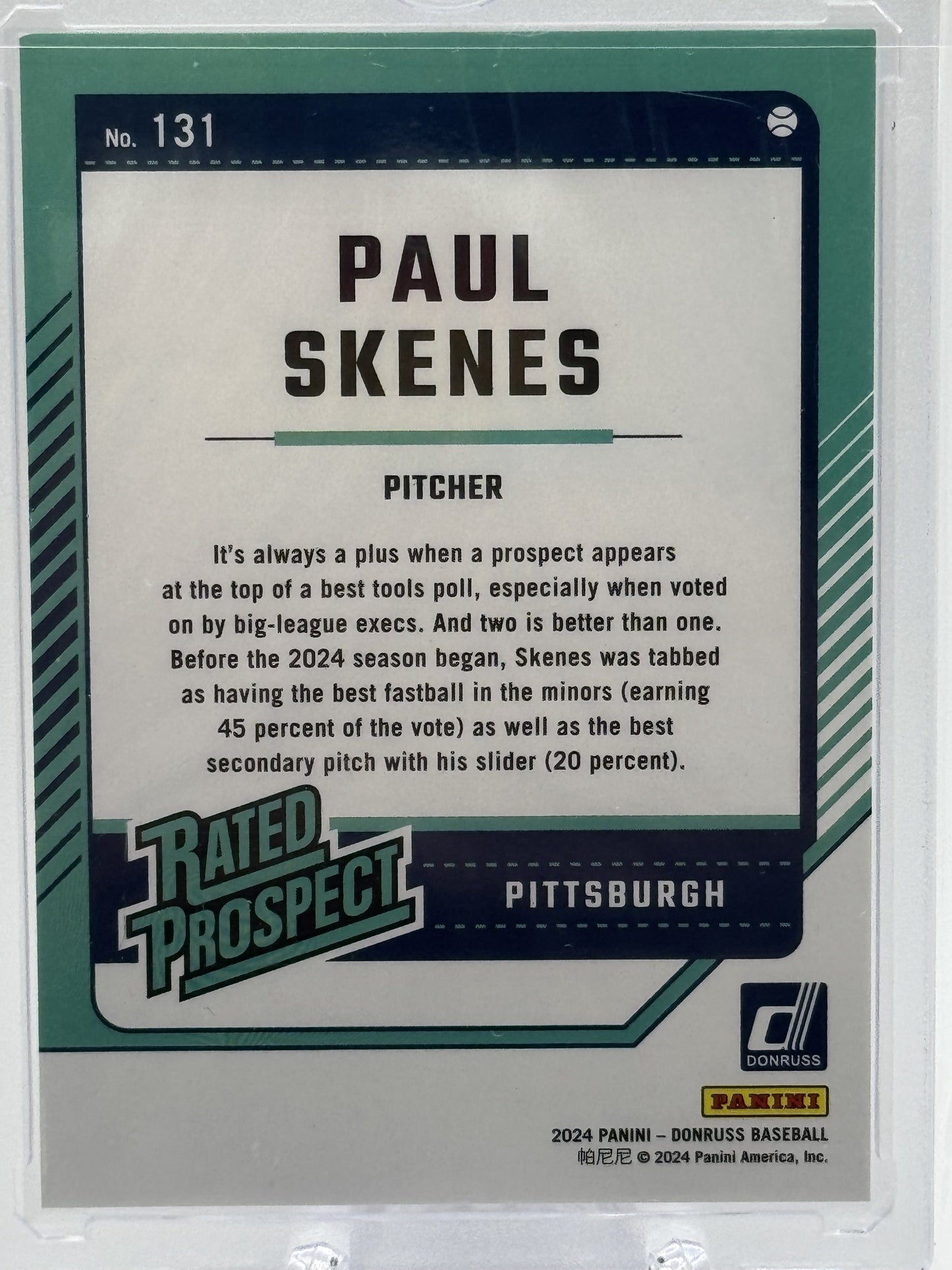 2024 Donruss #131 Paul Skenes Pink Laser # 49/50