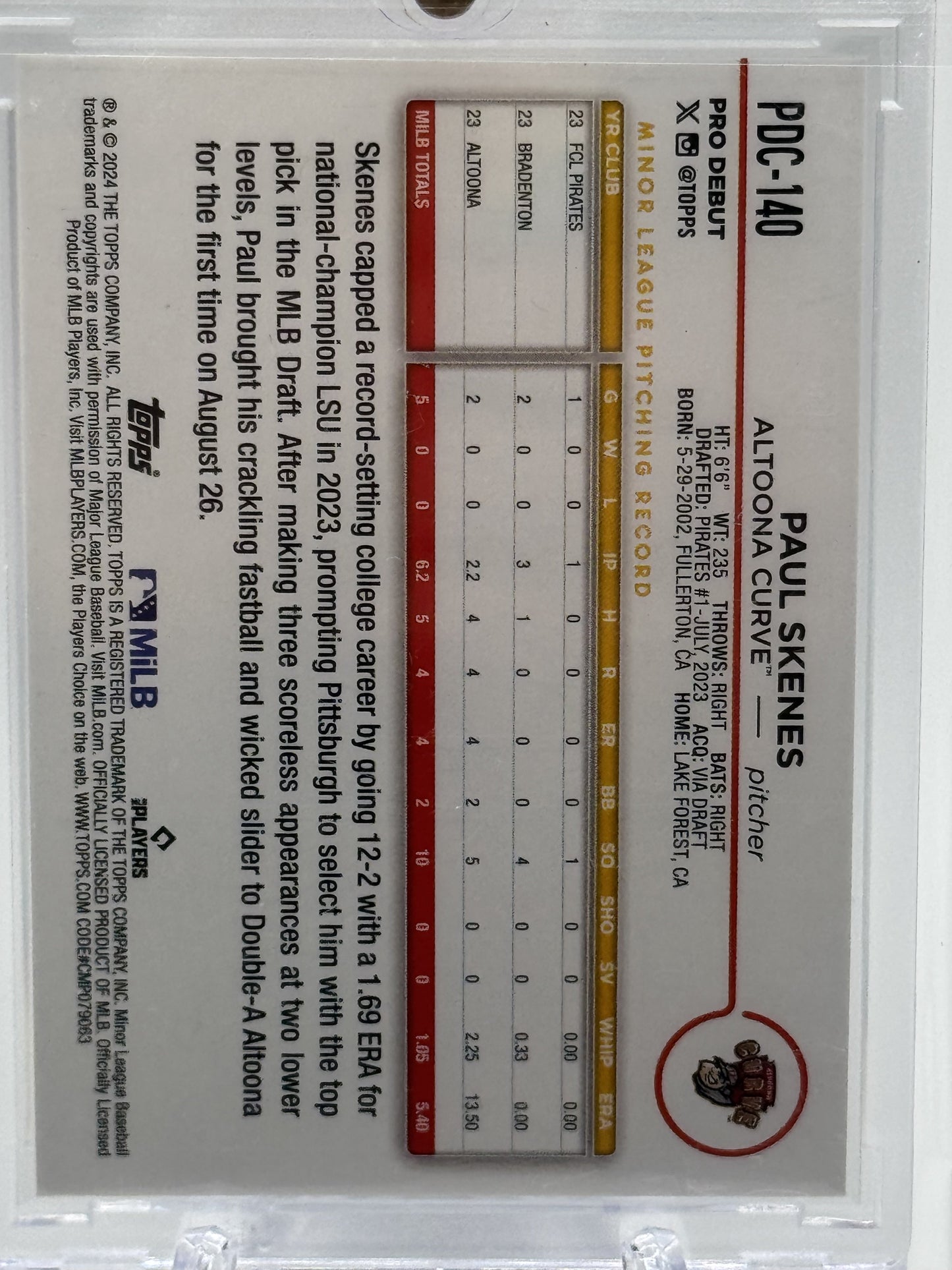 2024 Topps Pro Debut #PDC-140 Paul Skenes Image Variation Foil