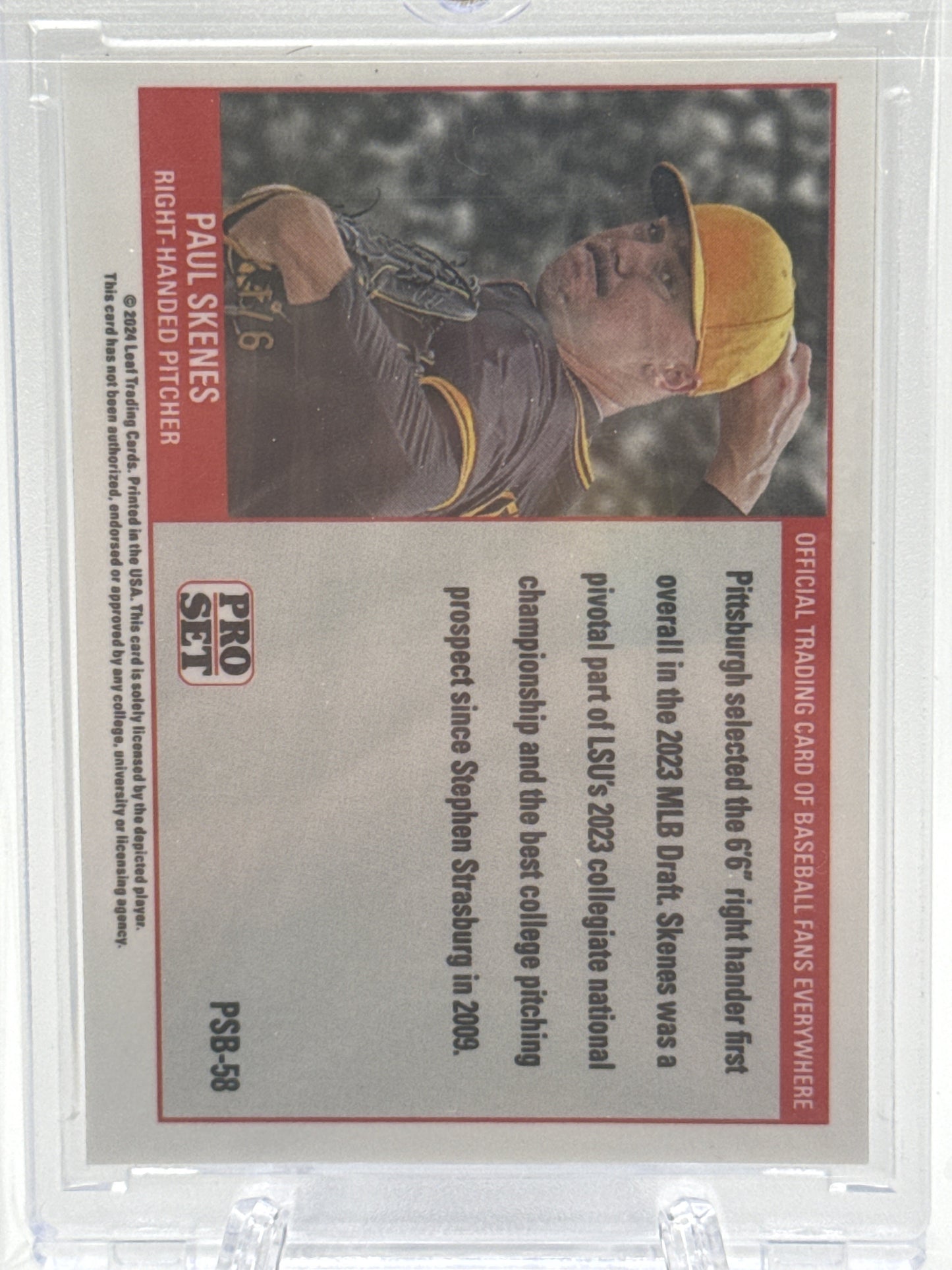2024 Leaf NSCC Wrapper Redemption - Pro Set Pink #PSB-58 Paul Skenes # 1/6