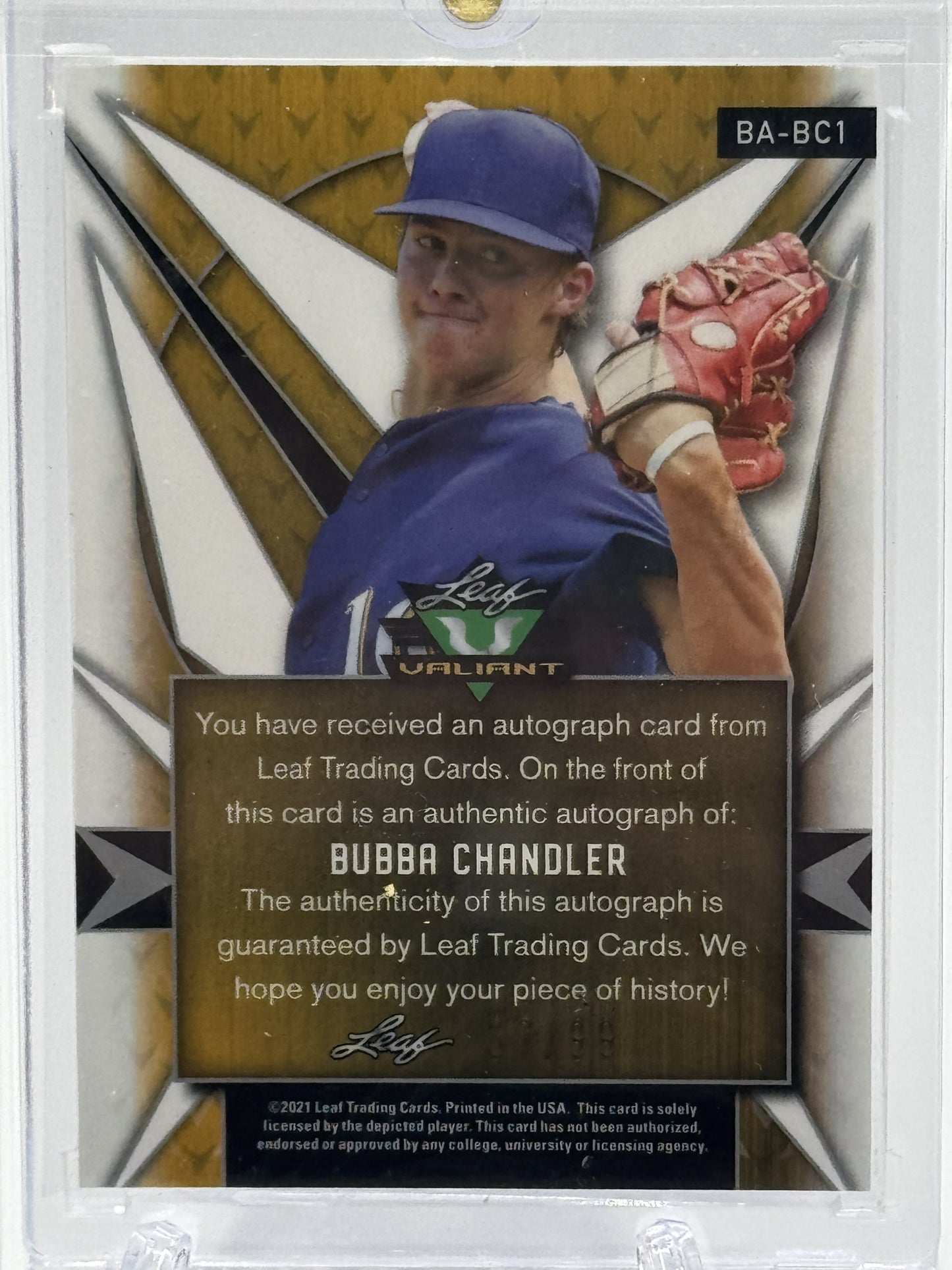 2021 Leaf Valiant #BA-BC1 Bubba Chandler Orange Auto /99