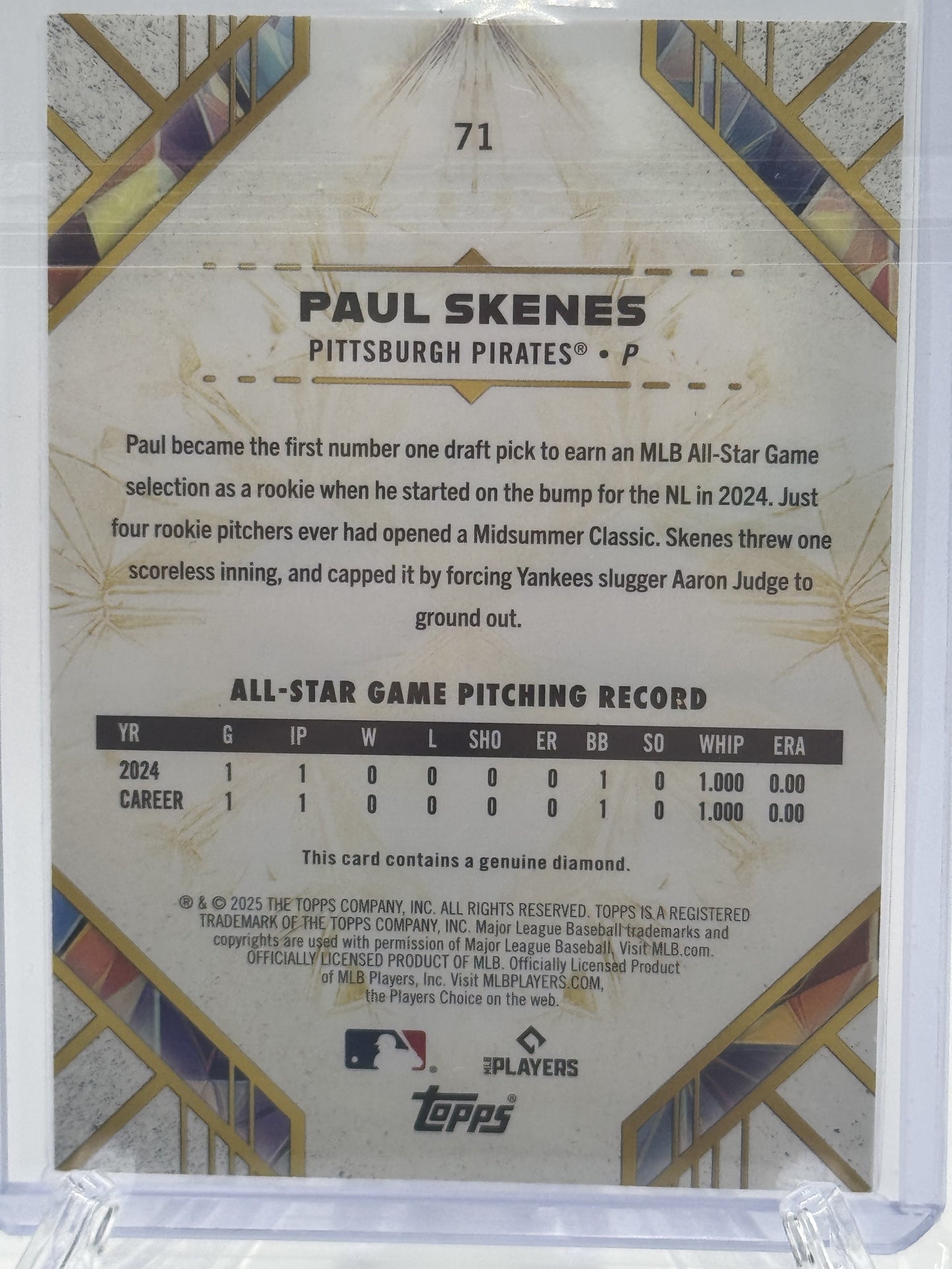 2025 Topps Diamond Icons #71 Paul Skenes Genuine Diamond Icons # 18/25