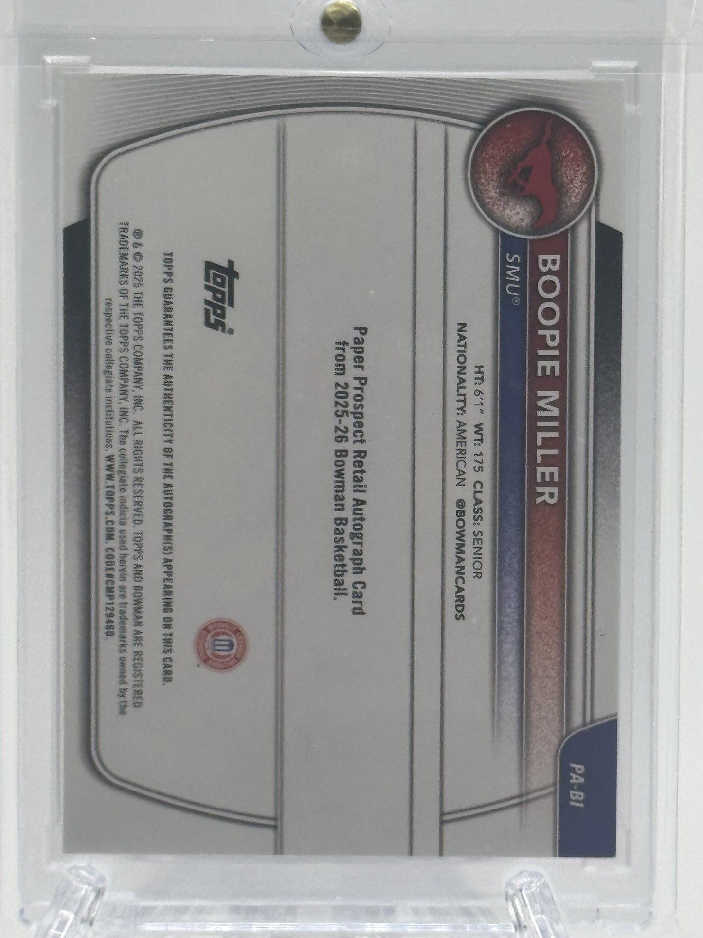 2025-26 Bowman #PA-BI Boopie Miller Prospect Autographs Gold Border # 46/50
