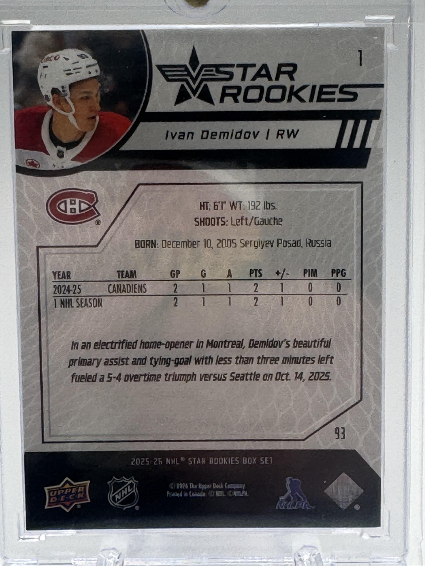 2025-26 Upper Deck #93 Ivan Demidov NHL All Star Rookies