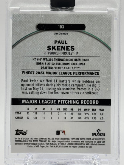 2025 Finest #103 Paul Skenes Orange #/20