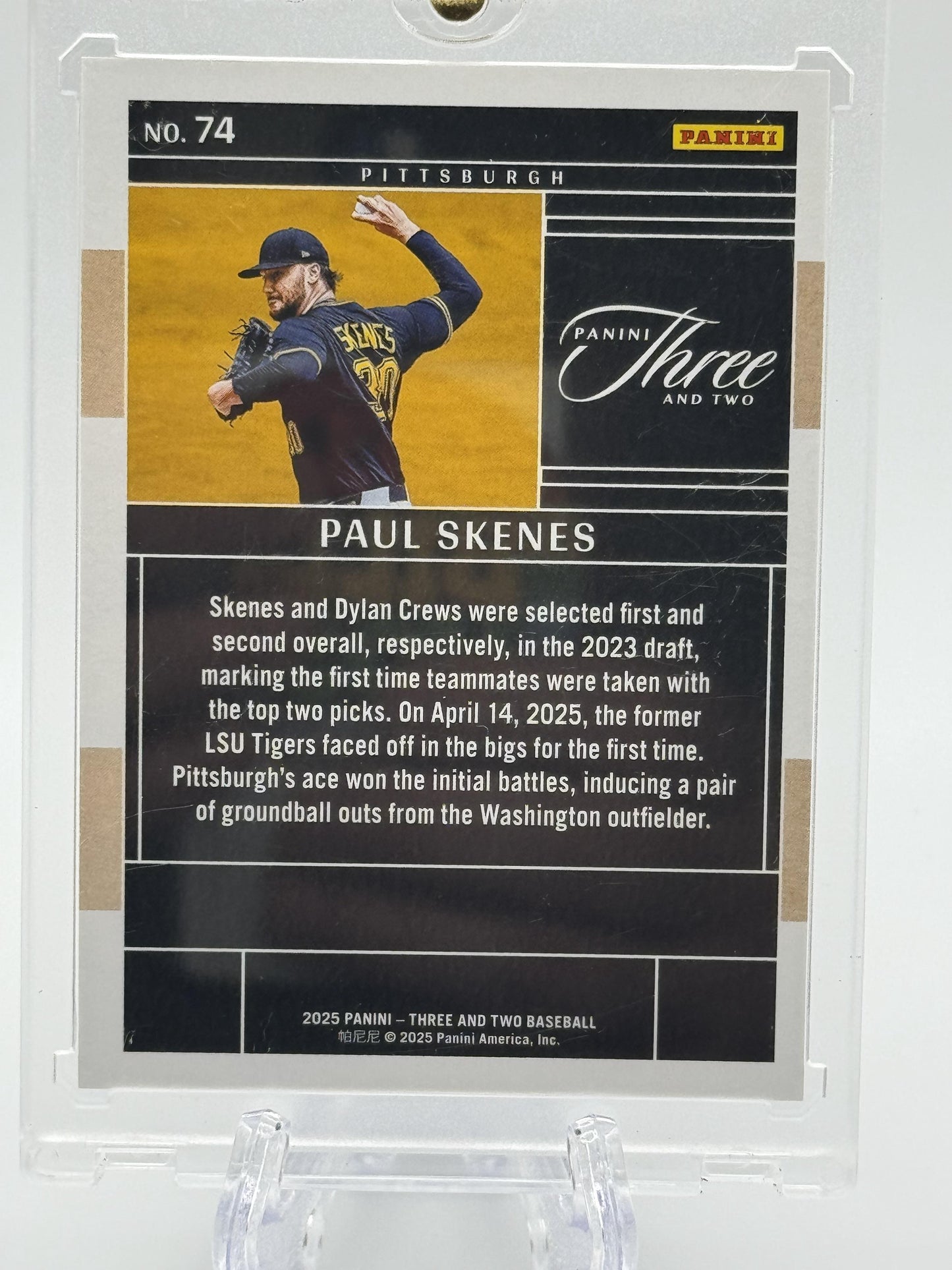 2025 Panini Three and Two #74 Paul Skenes Navy Blue #/25