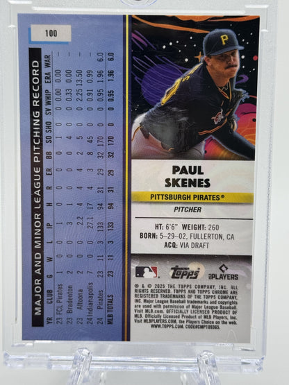 2025 Topps Chrome Cosmic #100 Paul Skenes Black Eclipse Refractor # 1/10