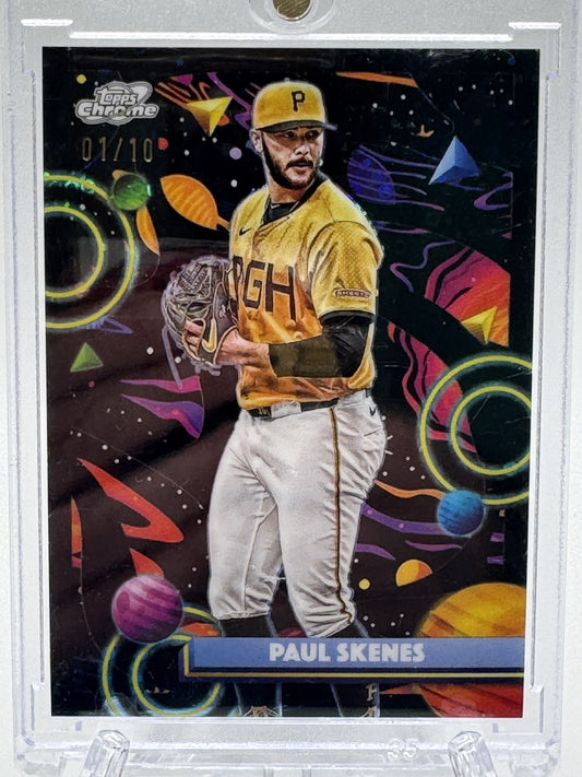 2025 Topps Chrome Cosmic #100 Paul Skenes Black Eclipse Refractor # 1/10