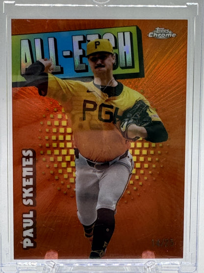 2025 Topps Chrome #CAE-18 Paul Skenes Chrome All-Etch Orange Refractors # 14/25
