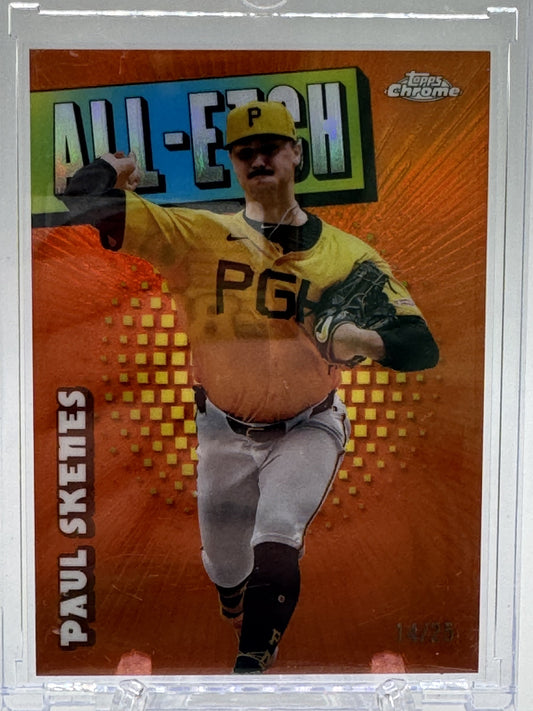 2025 Topps Chrome #CAE-18 Paul Skenes Chrome All-Etch Orange Refractors # 14/25