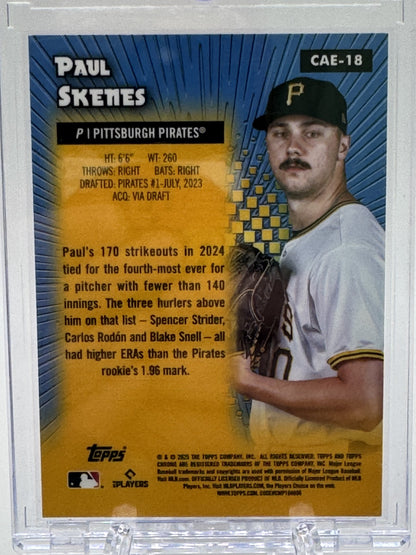 2025 Topps Chrome #CAE-18 Paul Skenes Chrome All-Etch Orange Refractors # 8/25