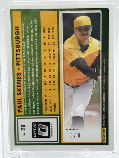 2025 Donruss #29 Paul Skenes Optic Blue Glitter # 5/8