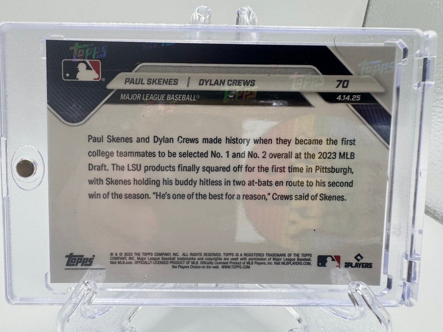 2025 Topps Now #70 Paul Skenes / Dylan Crews  # 5/10