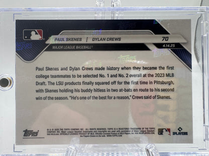 2025 Topps Now #70 Paul Skenes / Dylan Crews Orange Foil # 6/25