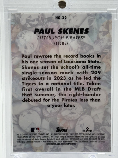 2025 Bowman Chrome #HG-32 Paul Skenes Topps Chrome Hidden Gems Emerald Green