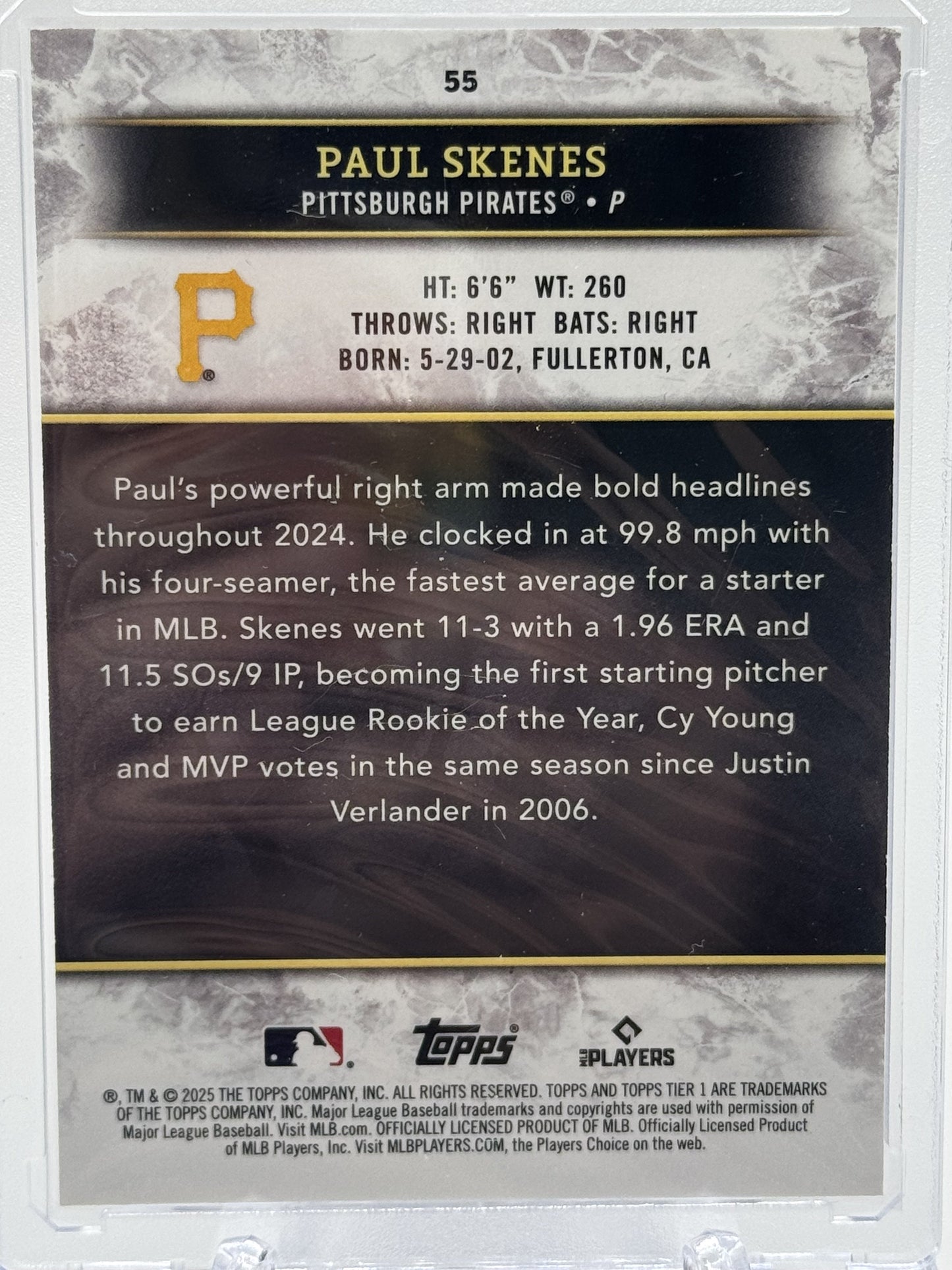 2025 Topps Tier One #55 Paul Skenes Red Foil # 3/25