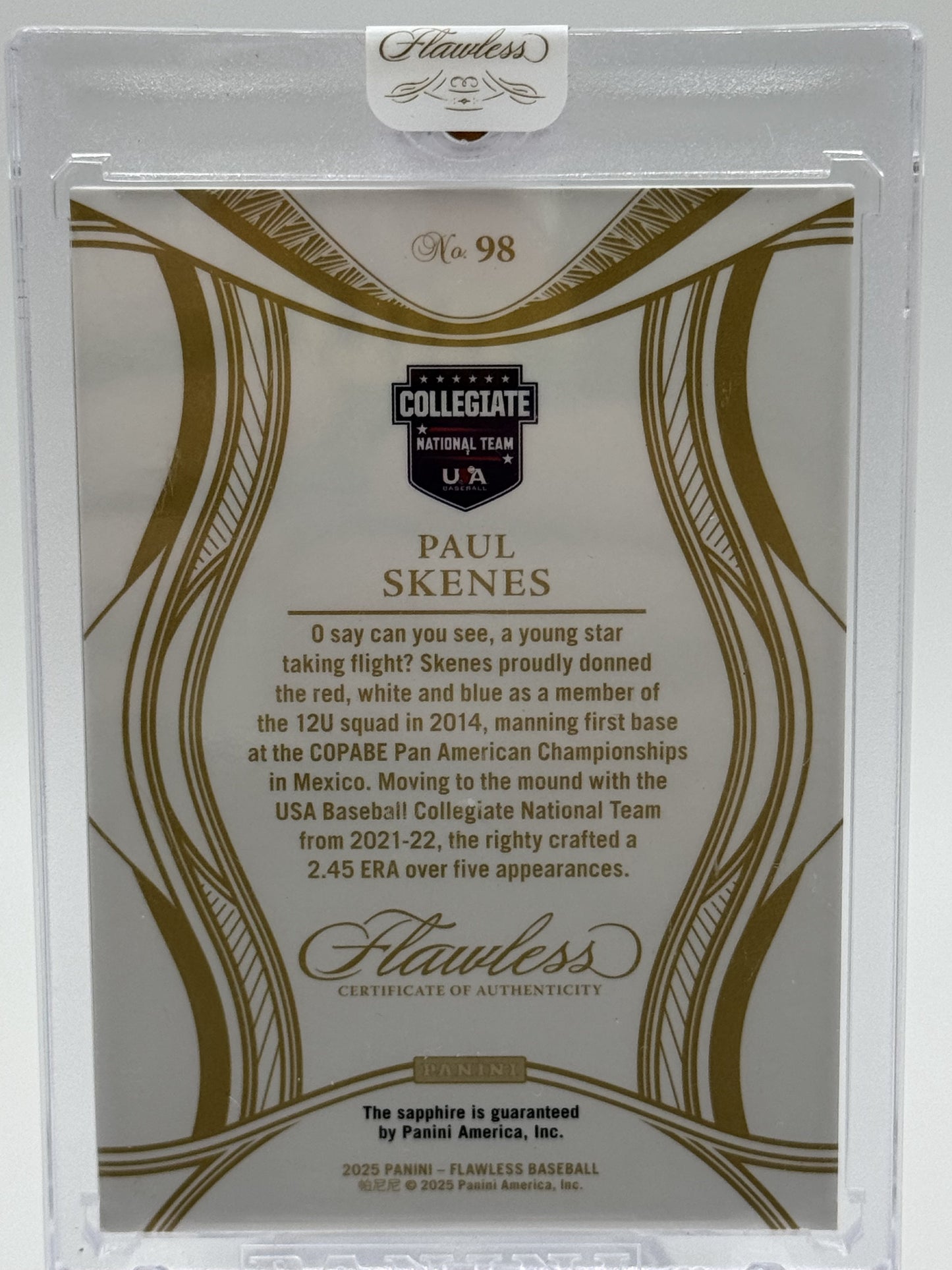 2025 Panini Flawless #98 Paul Skenes Sapphire 15/15
