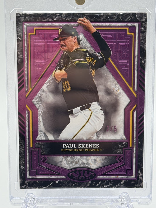 2025 Topps Tier One #55 Paul Skenes Pink Foil # 2/5