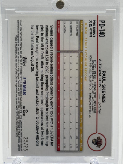 2024 Topps Pro Debut #PD-140 Paul Skenes Orange Foil #25/25 Bookend!