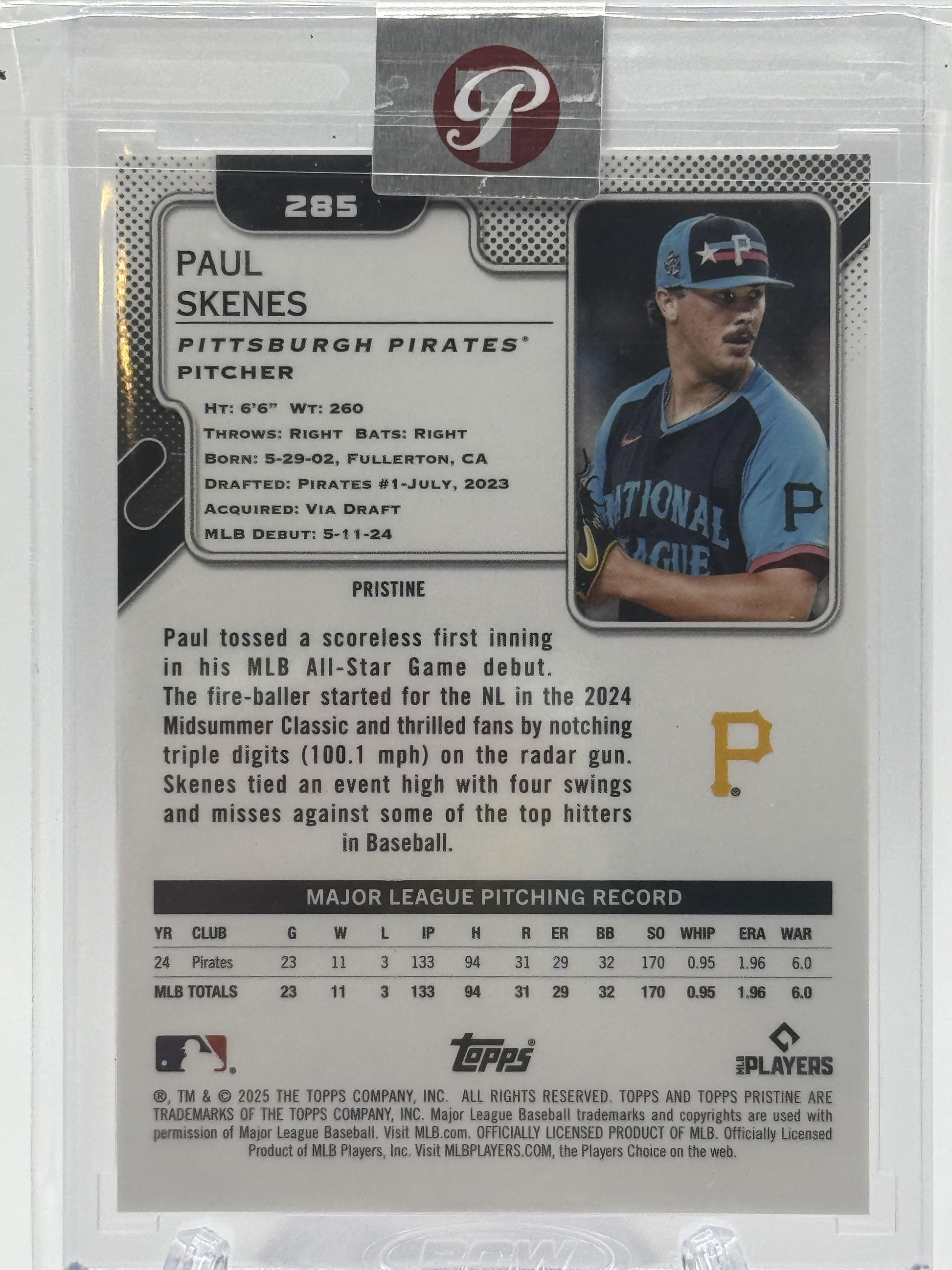 2025 Topps Pristine Paul Skenes Refractor