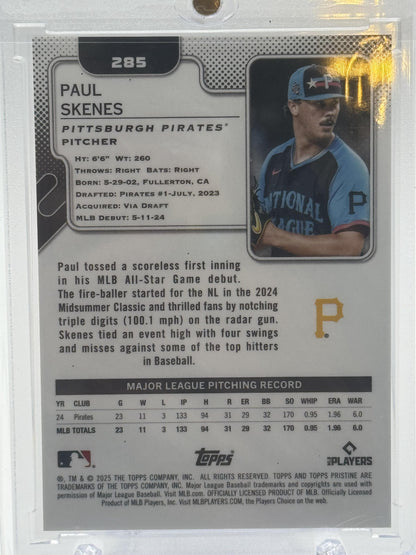 2025 Topps Pristine Paul Skenes Orange Refractor 11/25