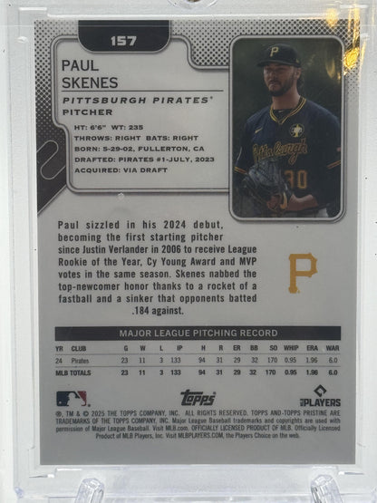 2025 Topps Pristine #157 Paul Skenes Pristine Orange Refractor # 6/25