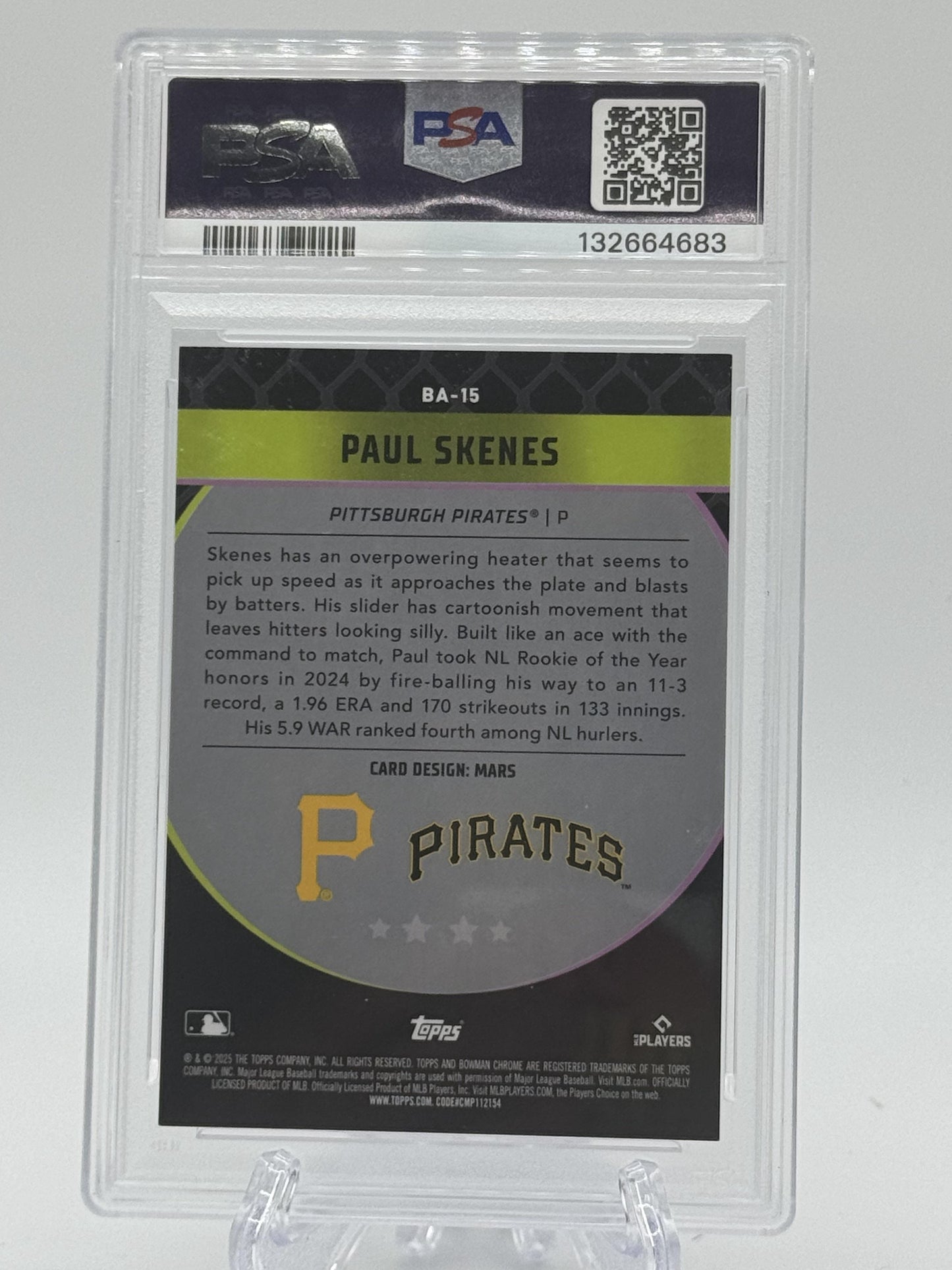 2025 Bowman Chrome BA-15 Paul Skenes Bowman Ascensions PSA 9