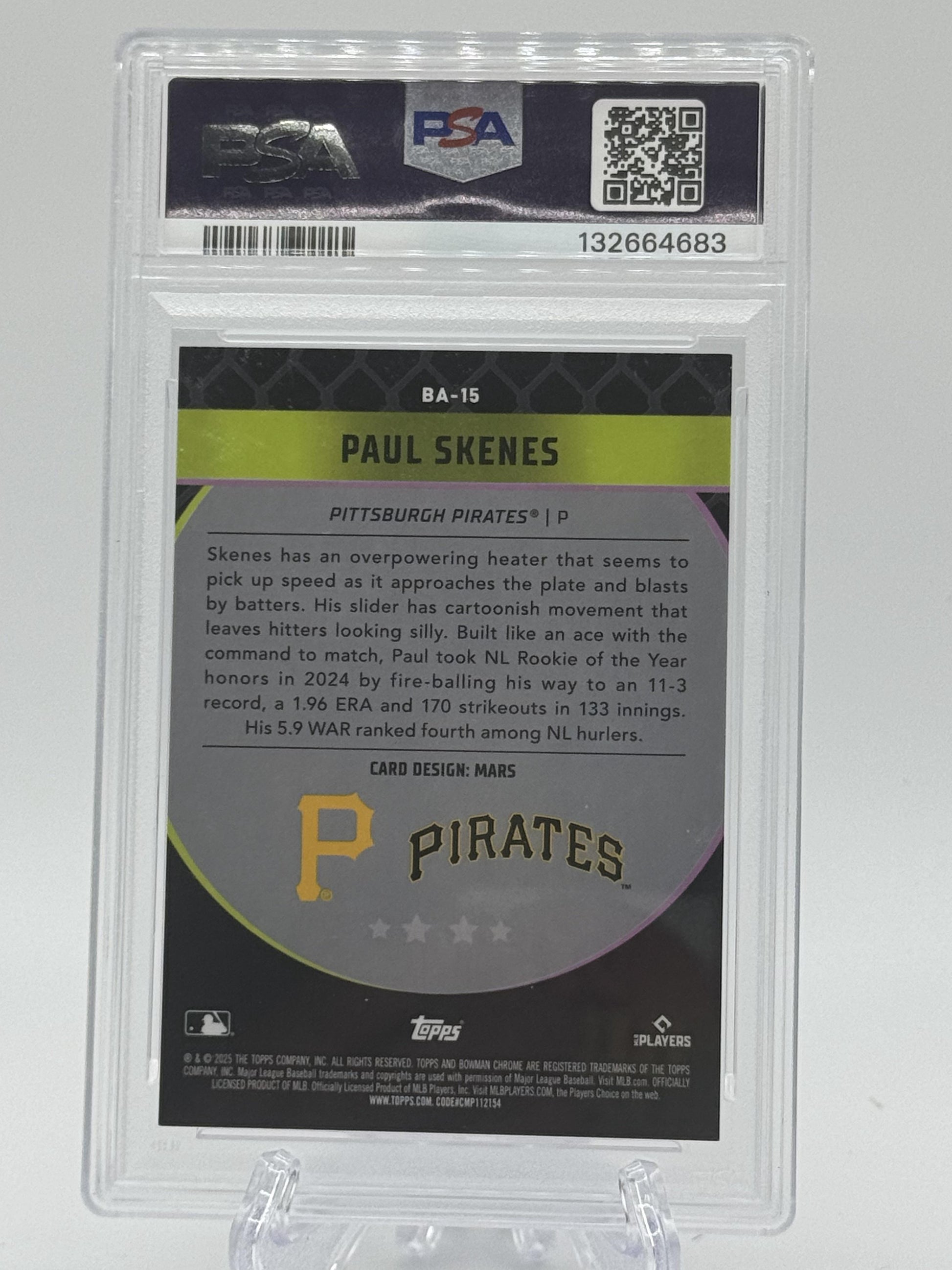 2025 Bowman Chrome BA-15 Paul Skenes Bowman Ascensions PSA 9