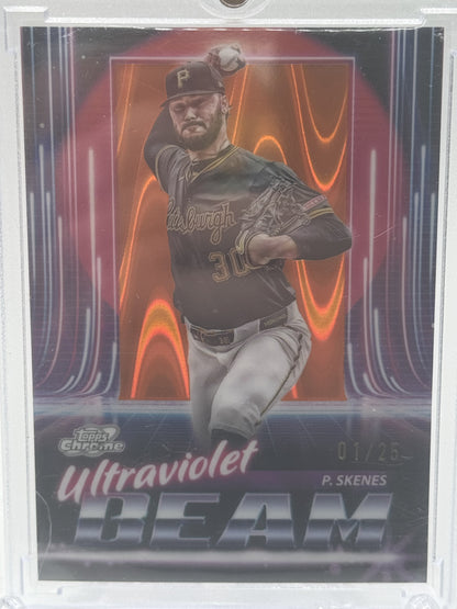 2025 Topps Chrome Cosmic #UB-20 Paul Skenes UB Orange Galactic Refractor # 1/25