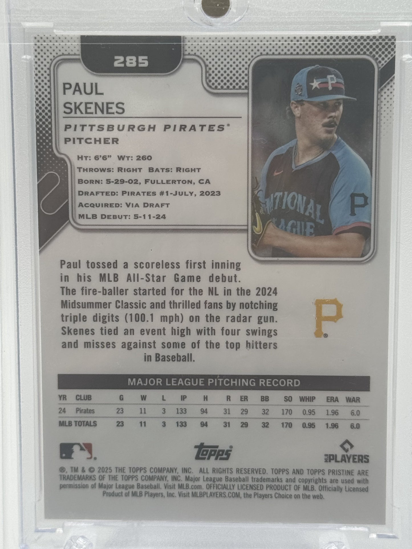 2025 Topps  #285 Paul Skenes Orange Refractor # 20/25