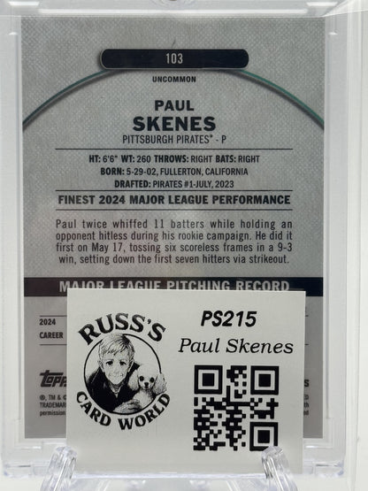 2025 Finest #103 Paul Skenes Black Refractor # 4/15
