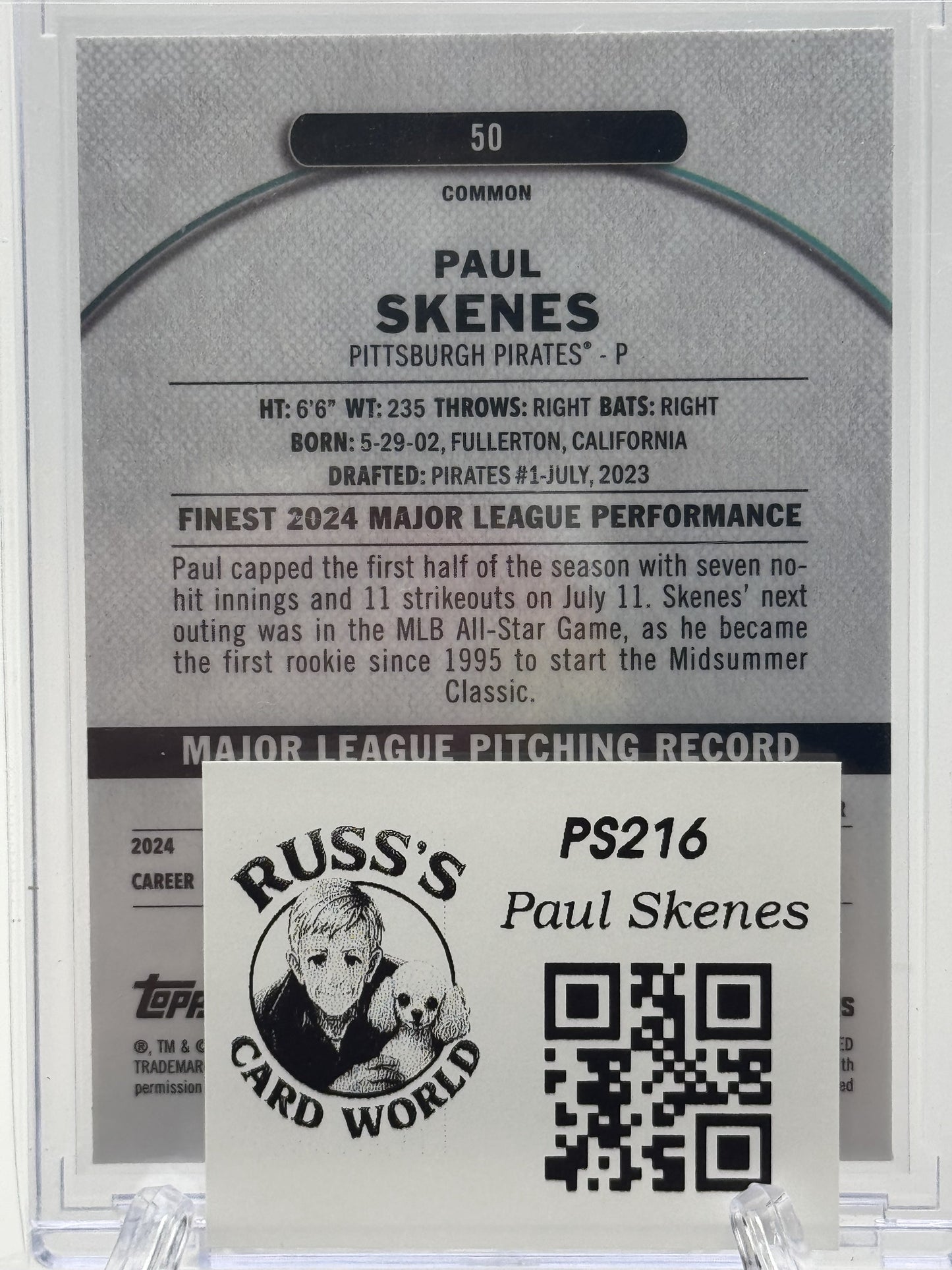 2025 Finest #50 Paul Skenes Oil Spill Refractor