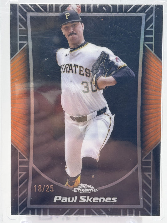 2025 Topps Chrome #SE-9 Paul Skenes Shadow Etch Orange Refractors # 18/25