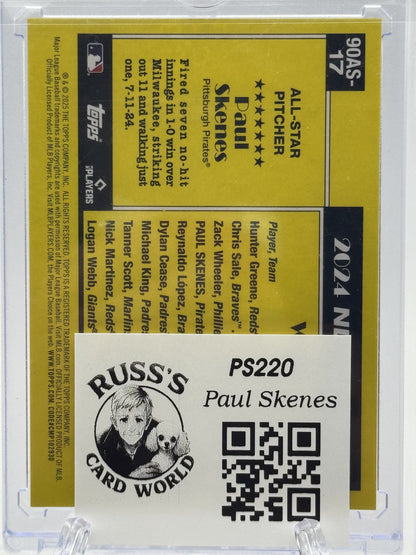 2025 Topps #90AS-17 Paul Skenes 1990 Topps Baseball 35th All-Stars Orange # 3/25