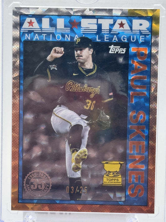 2025 Topps #90AS-17 Paul Skenes 1990 Topps Baseball 35th All-Stars Orange # 3/25