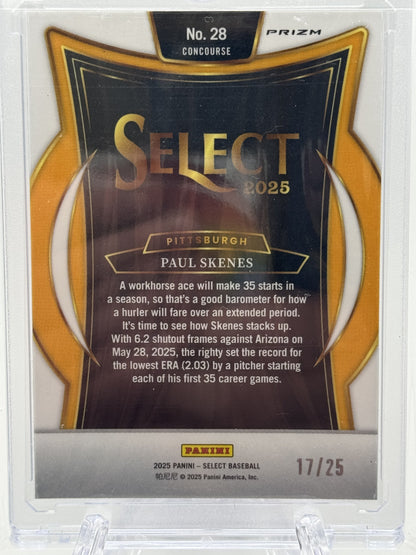 2025 Panini Select #20 Paul Skenes Select Throwback Tie-Dye Prizm # 11/25