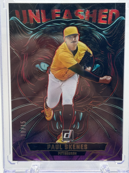 2025 Donruss #20 Paul Skenes Unleashed Purple Laser # 10/15