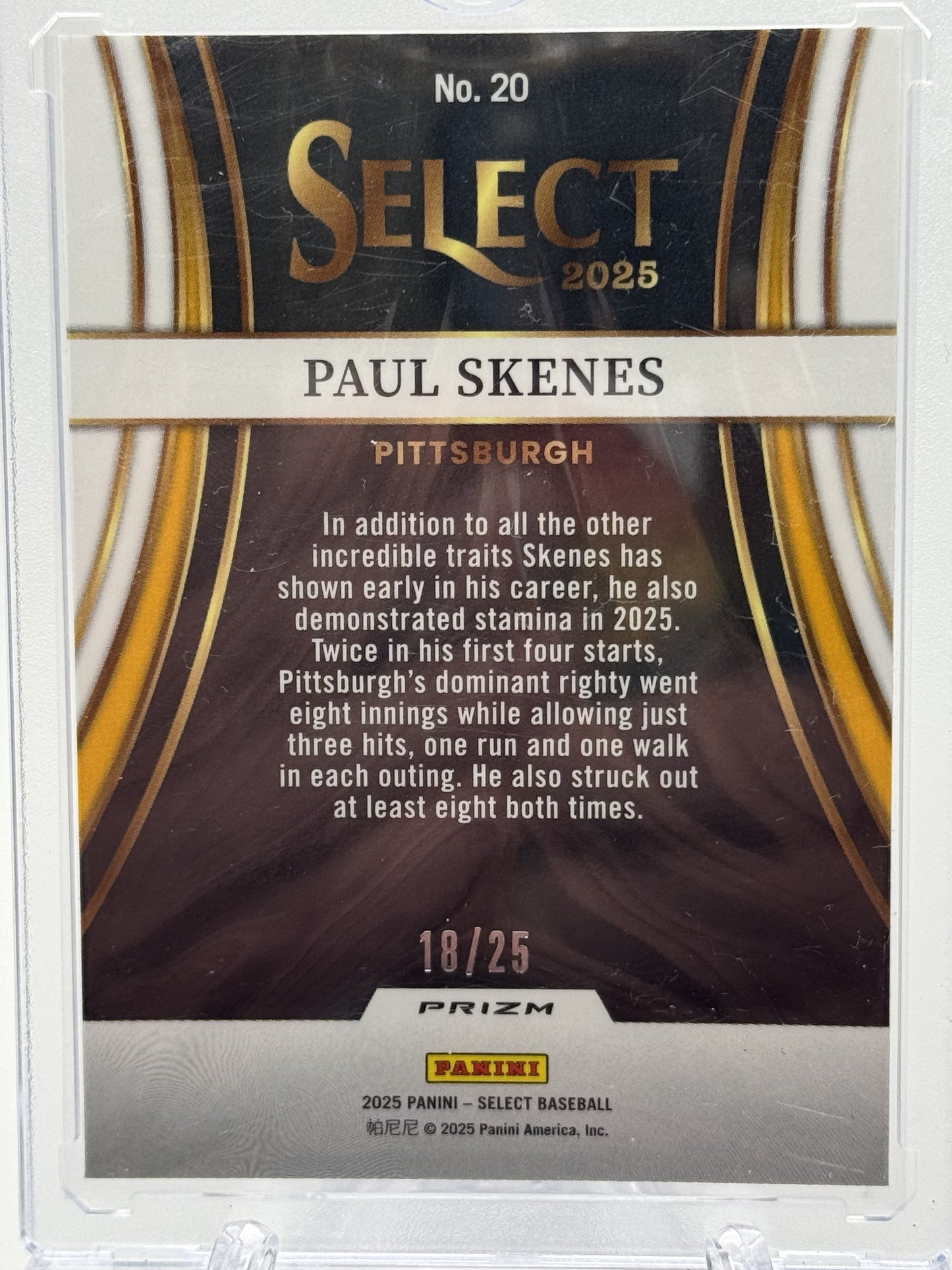 2024 Panini Select #11 Paul Skenes Turbo Charged Tie-Dye Prizms # 18/25