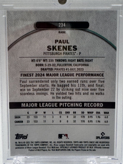 2025 Finest #234 Paul Skenes Orange Refractor # 6/15
