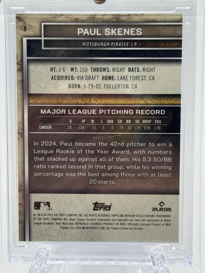 2025 Topps Museum Collection #9 Paul Skenes Blue Topaz # 16/25