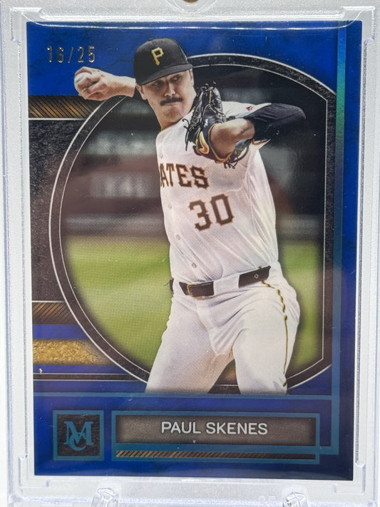 2025 Topps Museum Collection #9 Paul Skenes Blue Topaz # 16/25