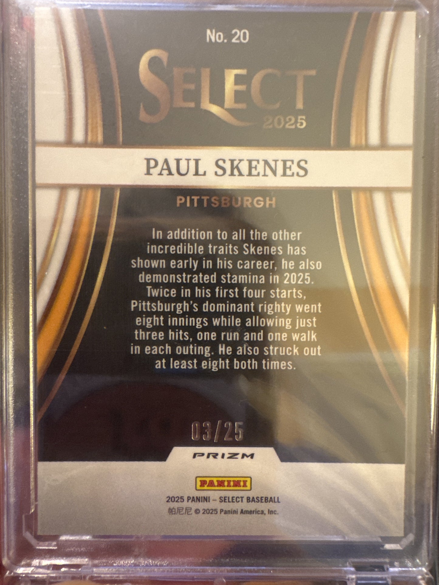 2024 Panini Select #11 Paul Skenes Turbo Charged Tie-Dye Prizms #/25