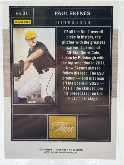 2024 Panini Three and Two #31 Paul Skenes Orange # 2/25
