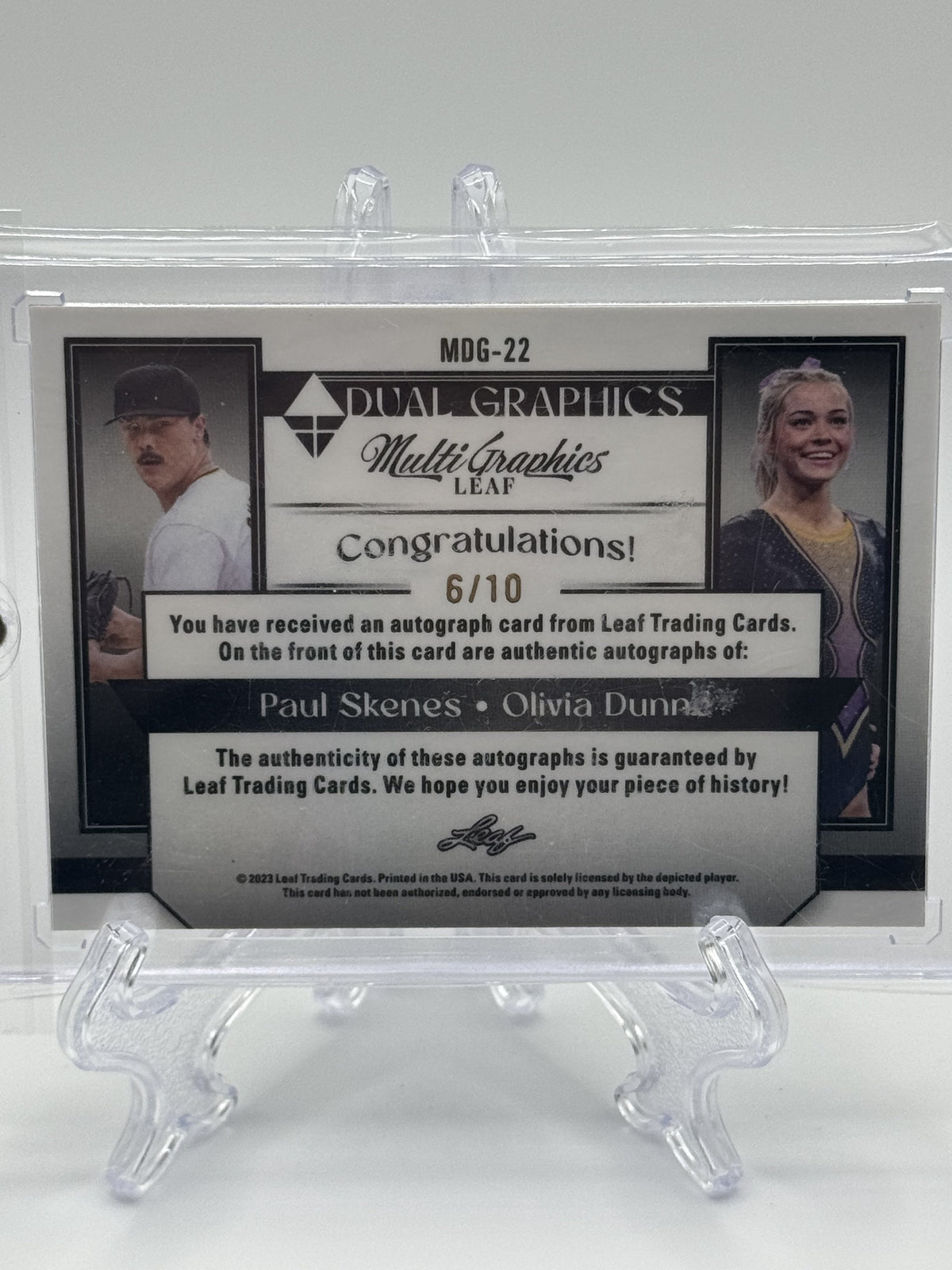 2023 Leaf Eclectic  Sparkles #MDG-22 Paul Skenes / Olivia Dunne # 6/10