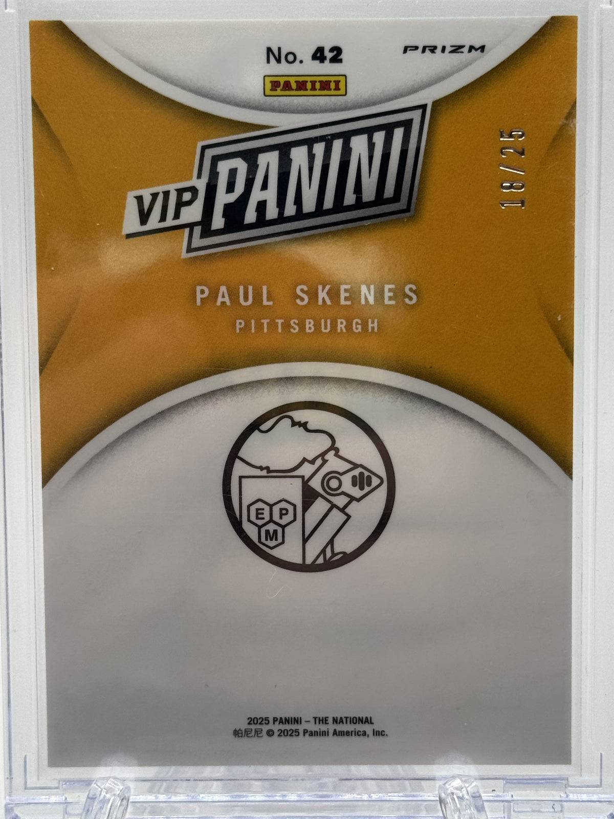 2025 Panini NC Gold Pack VIP #42 Paul Skenes Red, White and Blue Sparkle # 18/25