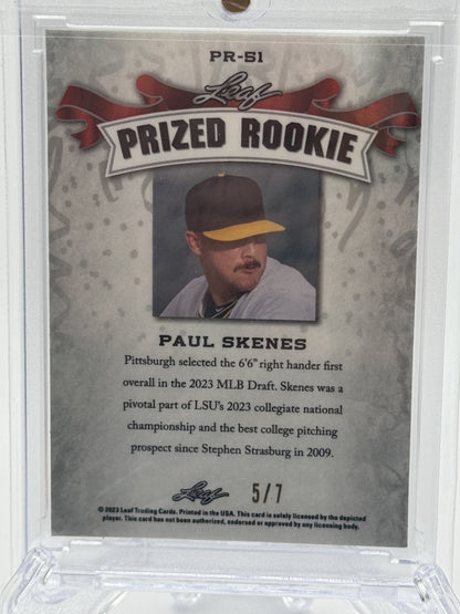 2023 Leaf Special Release Prized Rookie #19 Paul Skenes   5/7
