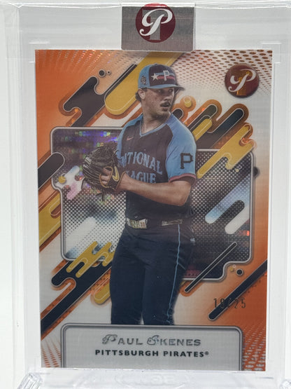 2025 Topps Pristine #285 Paul Skenes Pristine Orange Refractor # 18 /25