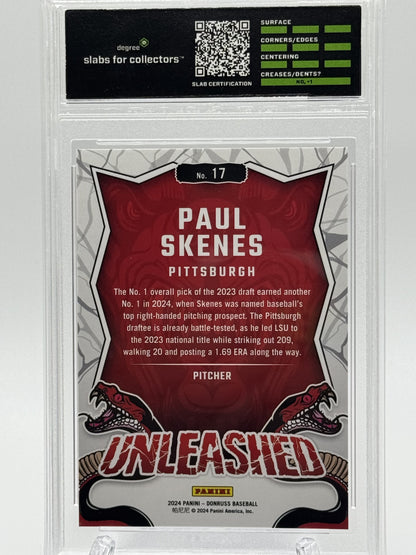 2024 Donruss #17 Paul Skenes Unleashed Gold Ice # /10 Degree Gem Mint 10