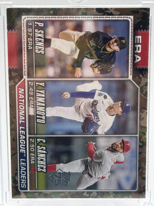 2026 Topps #203 NL ERA (Paul Skenes / Yamamoto / Sánchez) Camo # 11/25